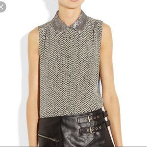 Elizabeth and James Julian Sequin Collar Silk Top M